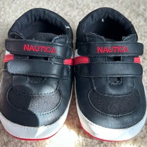 Nautica Kids Black Sneakers with Red Stripes